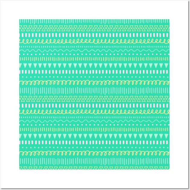 Doodle Tribal Stripes Green Wall Art by Sandra Hutter Designs